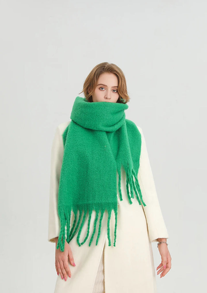 Damen Winterschal 240 × 38 cm | Warmer Schal aus weichem Kaschmirimitat mit Quasten für Herbst und Winter | Ca. 300 g
