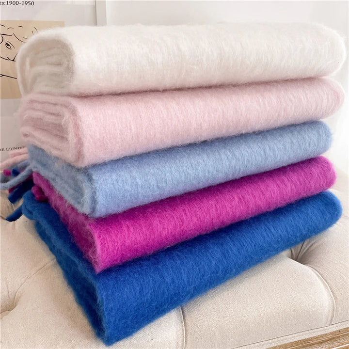 Damen Winterschal 240 × 38 cm | Warmer Schal aus weichem Kaschmirimitat mit Quasten für Herbst und Winter | Ca. 300 g