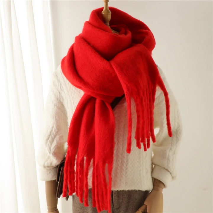 Damen Winterschal 240 × 38 cm | Warmer Schal aus weichem Kaschmirimitat mit Quasten für Herbst und Winter | Ca. 300 g