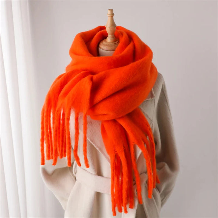 Damen Winterschal 240 × 38 cm | Warmer Schal aus weichem Kaschmirimitat mit Quasten für Herbst und Winter | Ca. 300 g