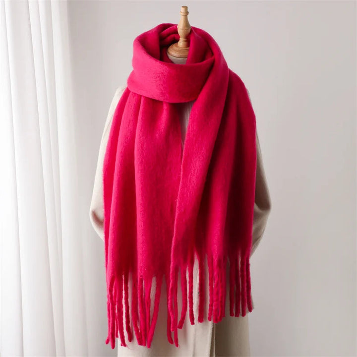 Damen Winterschal 240 × 38 cm | Warmer Schal aus weichem Kaschmirimitat mit Quasten für Herbst und Winter | Ca. 300 g