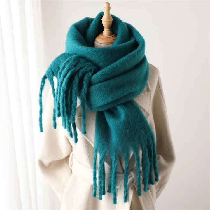 Damen Winterschal 240 × 38 cm | Warmer Schal aus weichem Kaschmirimitat mit Quasten für Herbst und Winter | Ca. 300 g