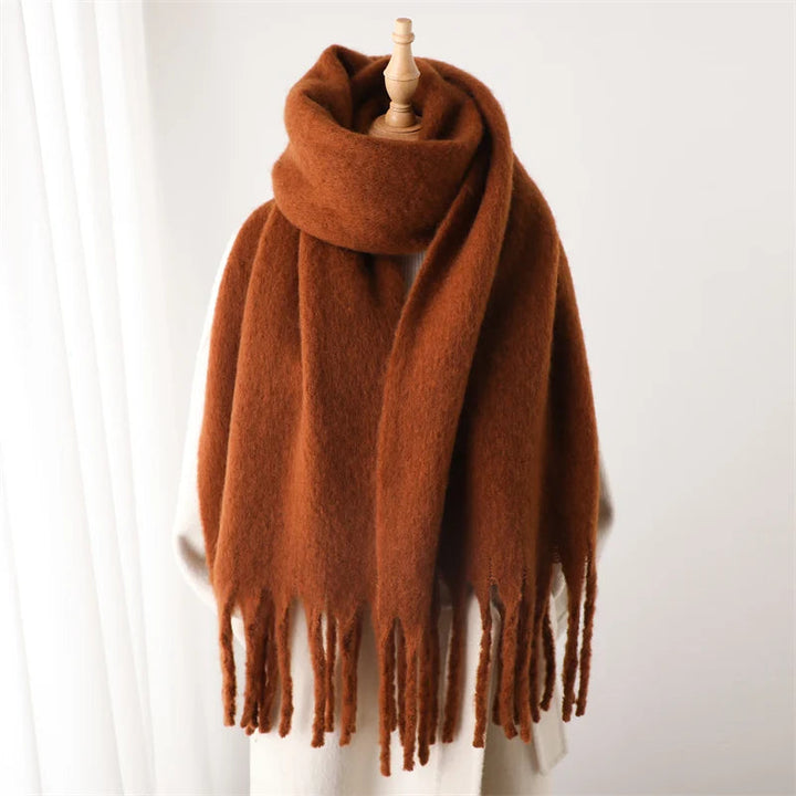 Damen Winterschal 240 × 38 cm | Warmer Schal aus weichem Kaschmirimitat mit Quasten für Herbst und Winter | Ca. 300 g