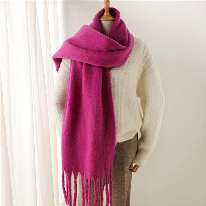 Damen Winterschal 240 × 38 cm | Warmer Schal aus weichem Kaschmirimitat mit Quasten für Herbst und Winter | Ca. 300 g
