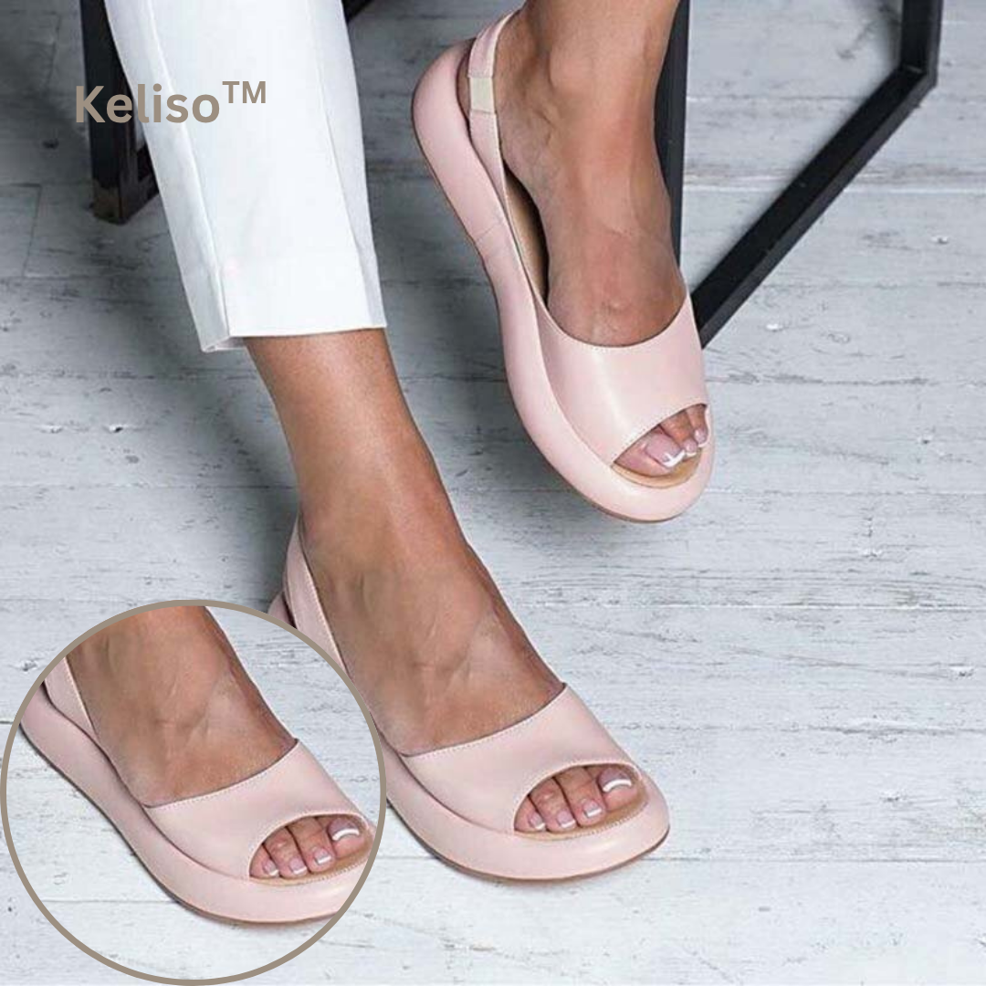 Damen Fußbett-Sandalen Keliso aus Mikrofaser | Slip-on mit elastischem Band | Offene Zehen, niedriger Absatz <3 cm
