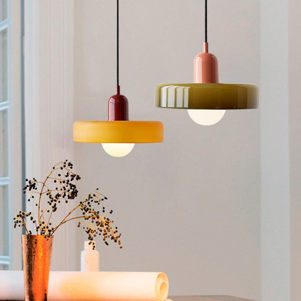 Pendant lamp made of metal &amp; glass with stained glass look | Ø25/Ø35 cm, G9 socket | Adjustable suspension | Crystal look
