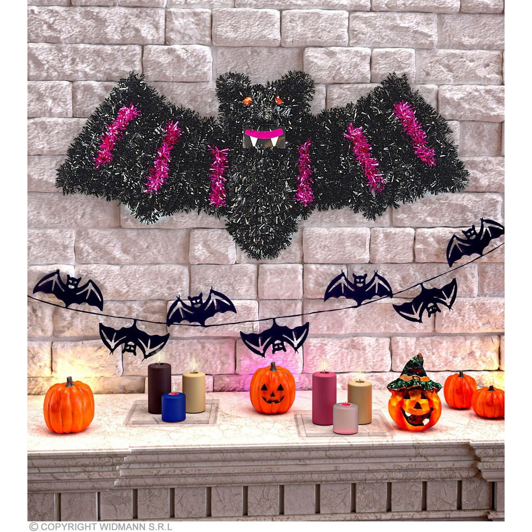 Halloween Fledermaus Deko | Schwarze Fledermaus-Wanddekoration mit pinken Akzenten für Halloween-Partys und Gruseldeko