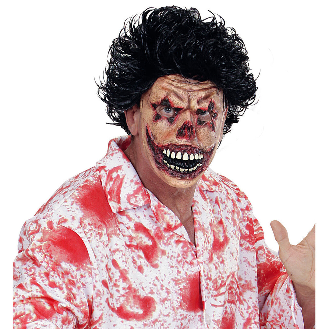 Halloween Halbmaske Horror Zombie | Gruselige Gesichtsmaske mit Wunden, Zähnen und Narbenoptik für Clown- und Horrorkostüme