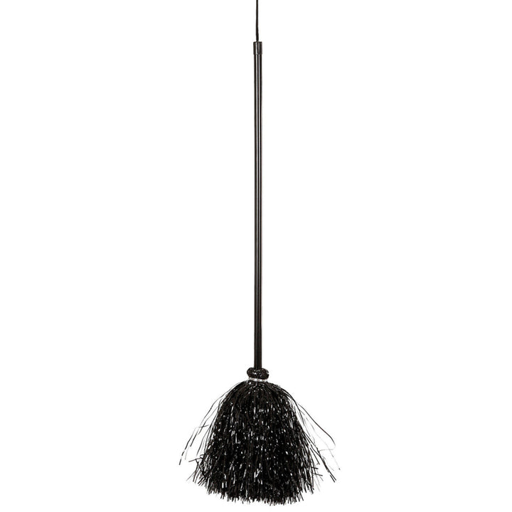 Schwarzer Hexenbesen 92 cm | Glitzernder Besen als Accessoire für Hexenkostüme, Halloween-Partys und Zauberer-Verkleidungen