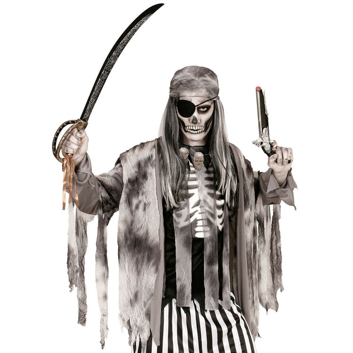Totenschädel Halskette Halloween | Graue Kette mit 5 Totenköpfen als Accessoire für Skelett-, Piraten- und Horror-Kostüme