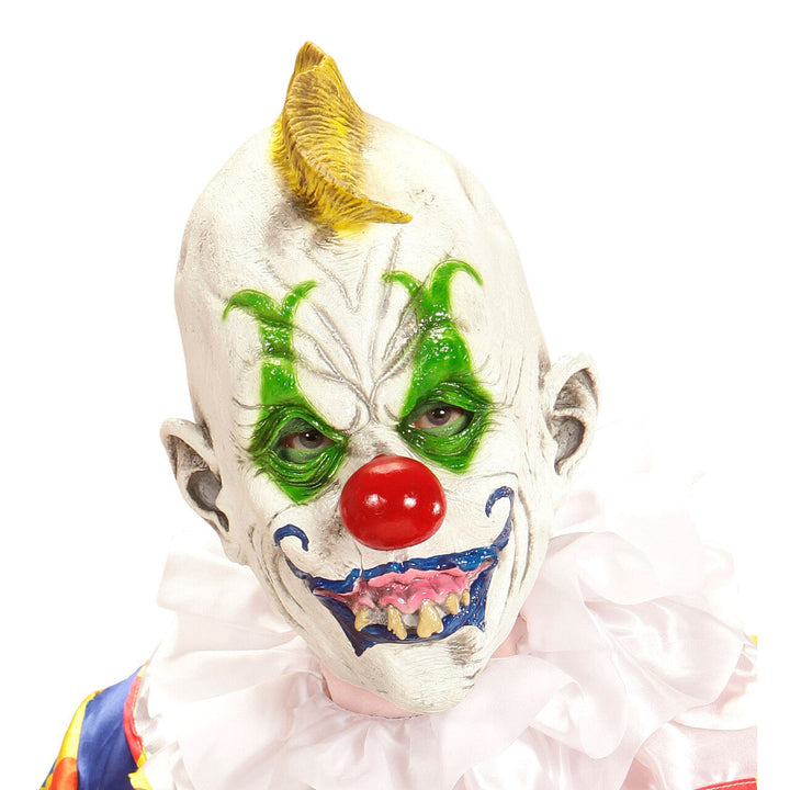 Halloween Clown Maske Weiß Rot | Gruselige Horror Clown Maske mit roter Nase und breitem Grinsen für Karneval und Mottoparty