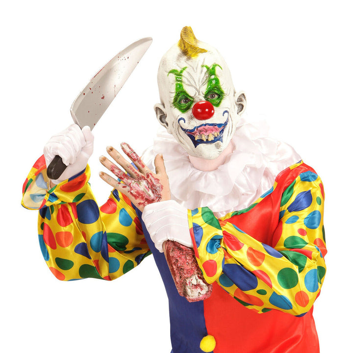 Halloween Clown Maske Weiß Rot | Gruselige Horror Clown Maske mit roter Nase und breitem Grinsen für Karneval und Mottoparty