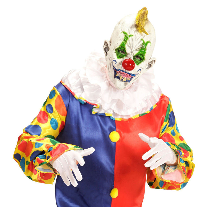 Halloween Clown Maske Weiß Rot | Gruselige Horror Clown Maske mit roter Nase und breitem Grinsen für Karneval und Mottoparty