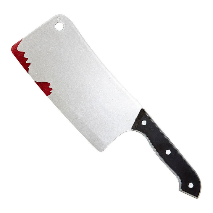 Halloween Hackmesser 30 cm | Blutiges Horror-Messer mit schwarzem Griff als Kostüm-Accessoire für Metzger und Chirurgen
