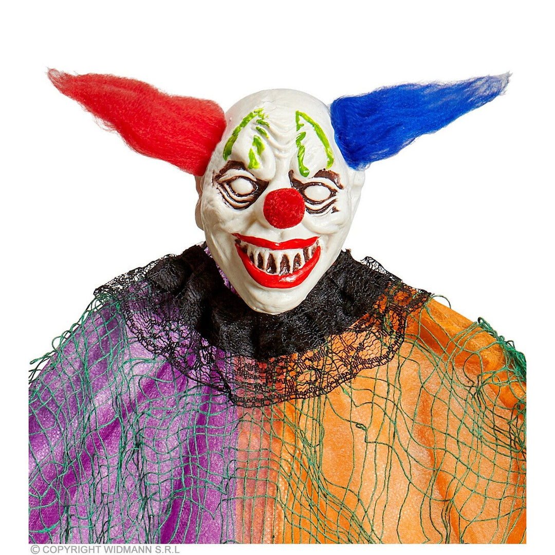 Halloween Clown Deko 61 cm | Gruselige Hängedeko mit Clown-Gesicht und langen Stoffbahnen für Halloween-Partys