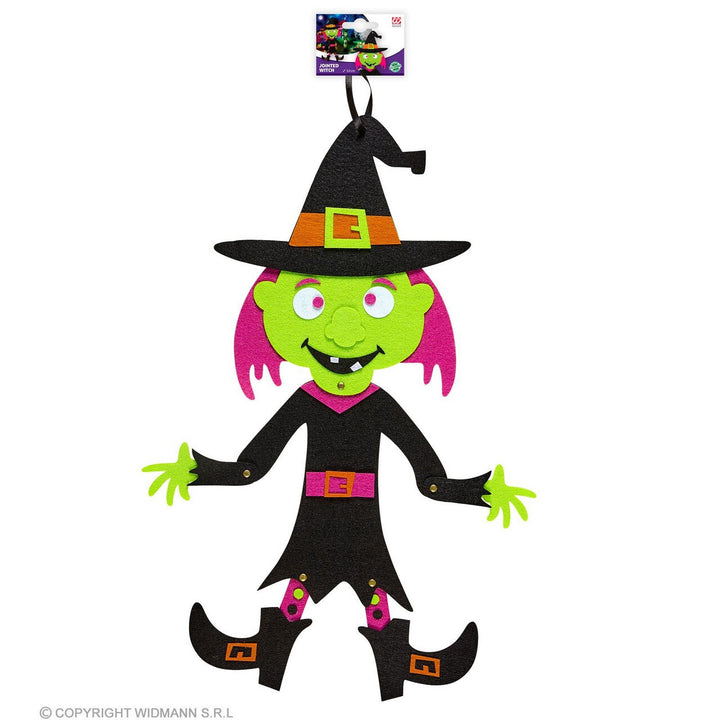 Halloween Hexe Hängedeko 53 cm | Grüne Hexen-Dekoration mit Hut für Halloween-Partys und gruselige Raumdekoration
