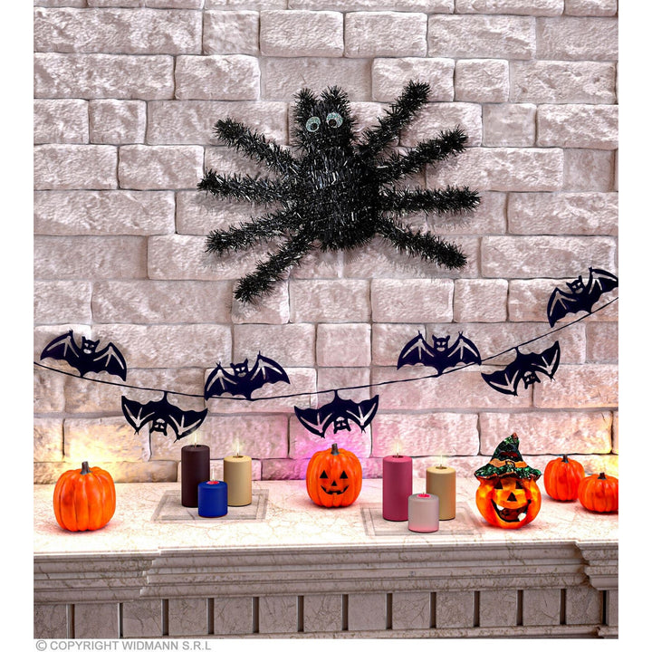 Halloween Spinne 36 × 22 cm | Dicke schwarze Spinnen-Hängedeko mit haariger Optik für Halloween-Partys und Gruseldeko