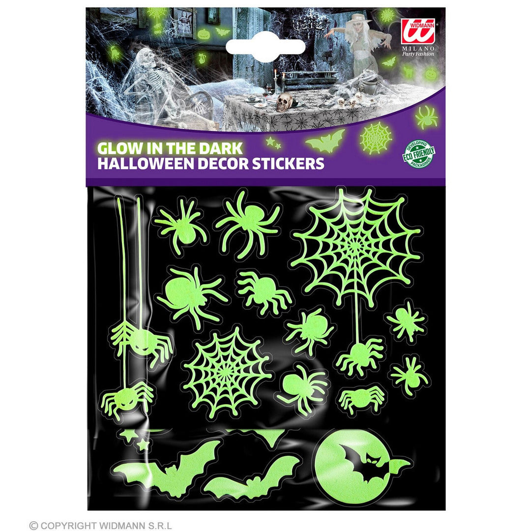 Halloween Glow in the Dark Aufkleber | Leuchtende Spinnen &amp; Fledermäuse 21 × 15 cm für Fenster, Wände und Türen
