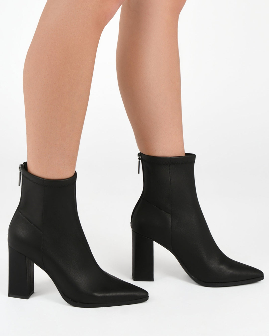Stiefeletten aus Leder | Knöchelhoch mit 9 cm Blockabsatz und Stretch-Leder