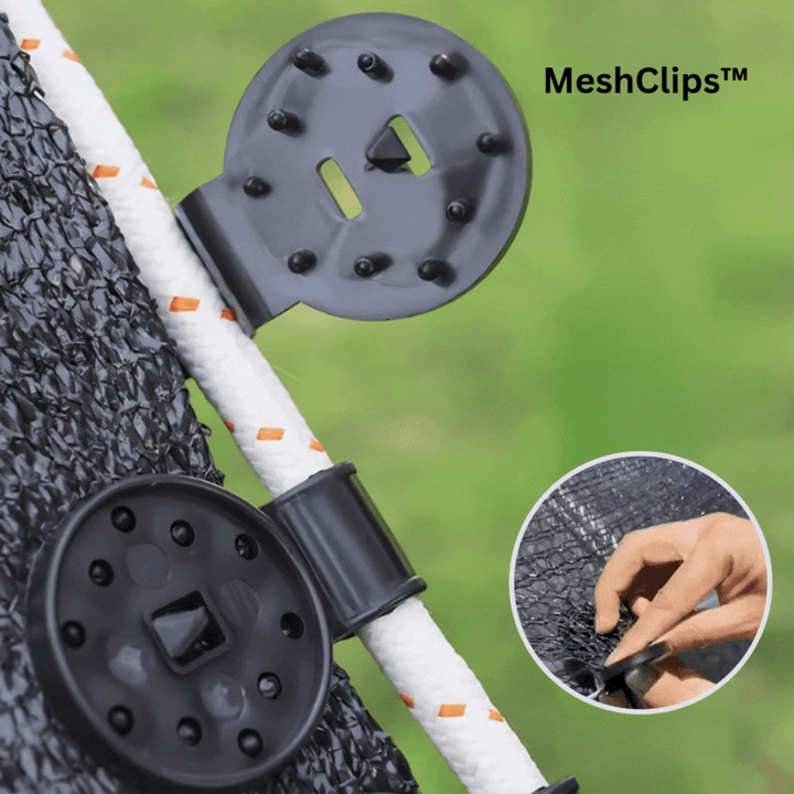 Clips für Schattiernetz &amp; Markisentuch 50 Stück | Lock-Grip gegen Verrutschen bei Wind | Für Garten &amp; Terrasse | Kunststoff schwarz 6×4 cm
