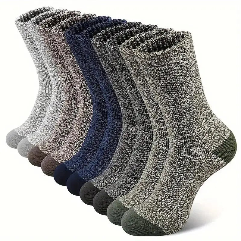 Wandersocken 5er-Set | Warme, gepolsterte Outdoor-Socken mit atmungsaktiver Struktur für Wandern &amp; Winter