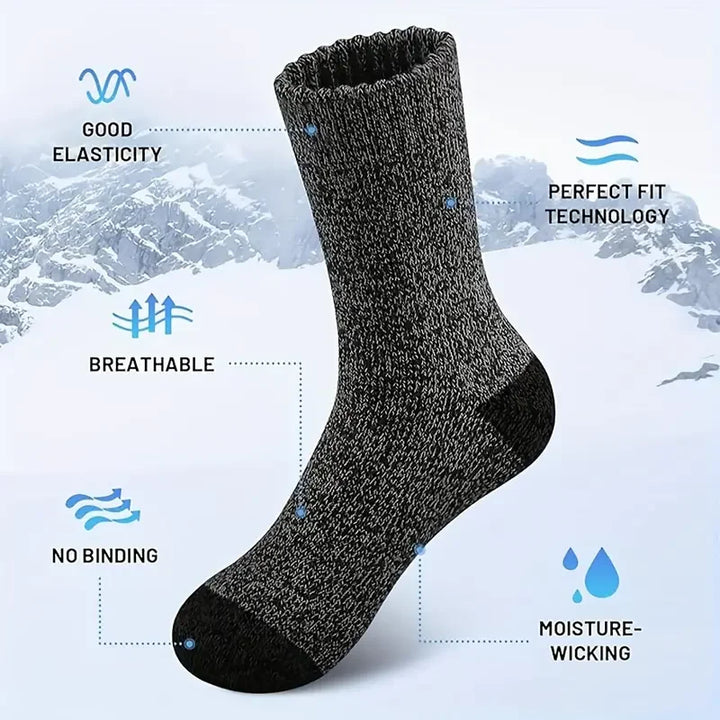 Wandersocken 5er-Set | Warme, gepolsterte Outdoor-Socken mit atmungsaktiver Struktur für Wandern &amp; Winter