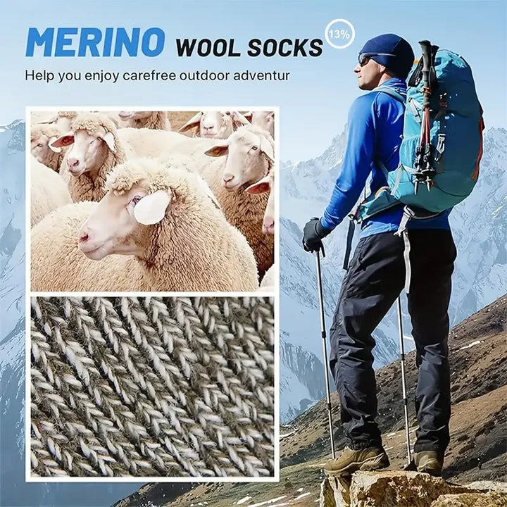 Wandersocken 5er-Set | Warme, gepolsterte Outdoor-Socken mit atmungsaktiver Struktur für Wandern &amp; Winter
