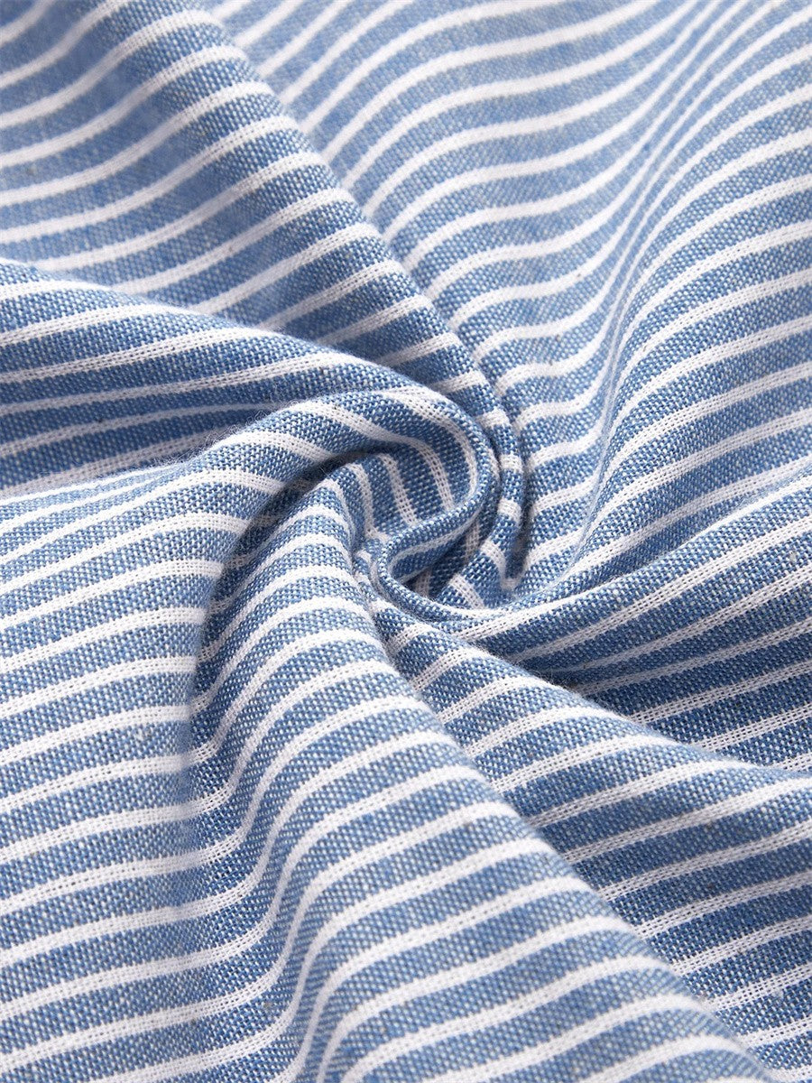 Damen Midi-Kleid mit Streifen | Luftiges Sommerkleid mit 3/4-Ärmeln &amp; lockerem Schnitt für Alltag, Freizeit &amp; Urlaub