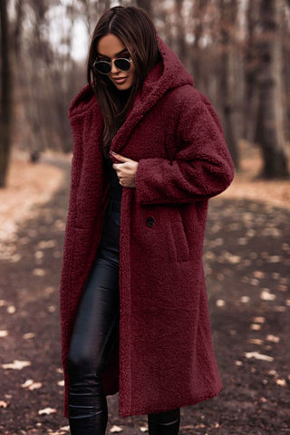 Damen Teddy-Mantel mit Kapuze | Flauschiger Wintermantel mit weichem Teddy-Fleece, lockerer Passform und wärmendem Schnitt für kalte Tage