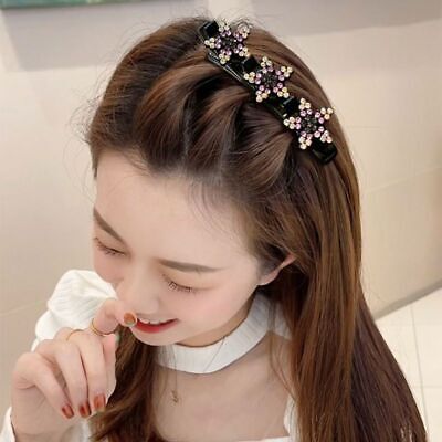 Geflochtene Haarspange mit Strass-Steinen | eleganter Haarclip mit starkem Halt | für Alltag &amp; besondere Anlässe