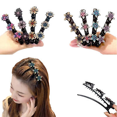 Geflochtene Haarspange mit Strass-Steinen | eleganter Haarclip mit starkem Halt | für Alltag &amp; besondere Anlässe