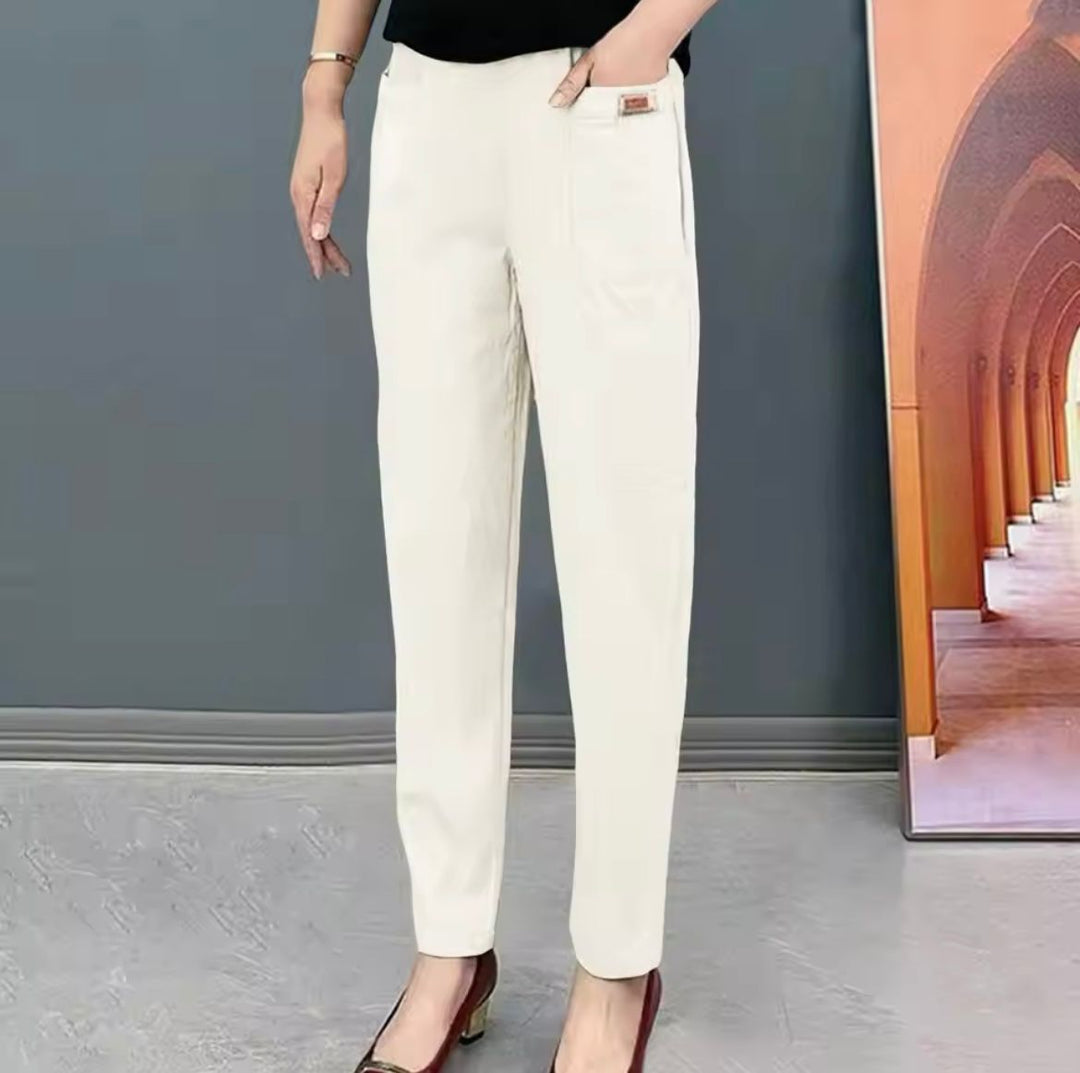 Damen Baumwollhose bequem &amp; elastisch | stilvolle Freizeithose mit flexibler Passform | atmungsaktive Alltags- &amp; Arbeitshose
