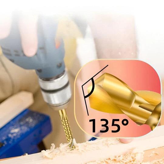 Lochsägebohrer Set 6-teilig | Spiralzahn Bohrer aus titanbeschichtetem Kobaltstahl | Für Metall, Holz &amp; Kunststoff