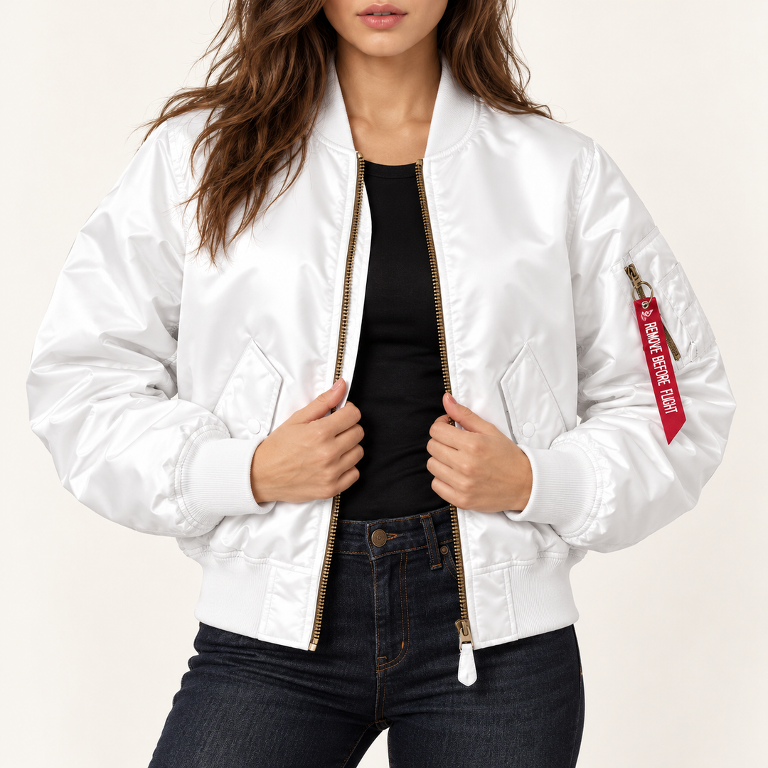 Damen Bomberjacke mit geripptem Kragen und Reißverschluss | Übergangsjacke mit Taschen und gerippten Abschlüssen für den Alltag