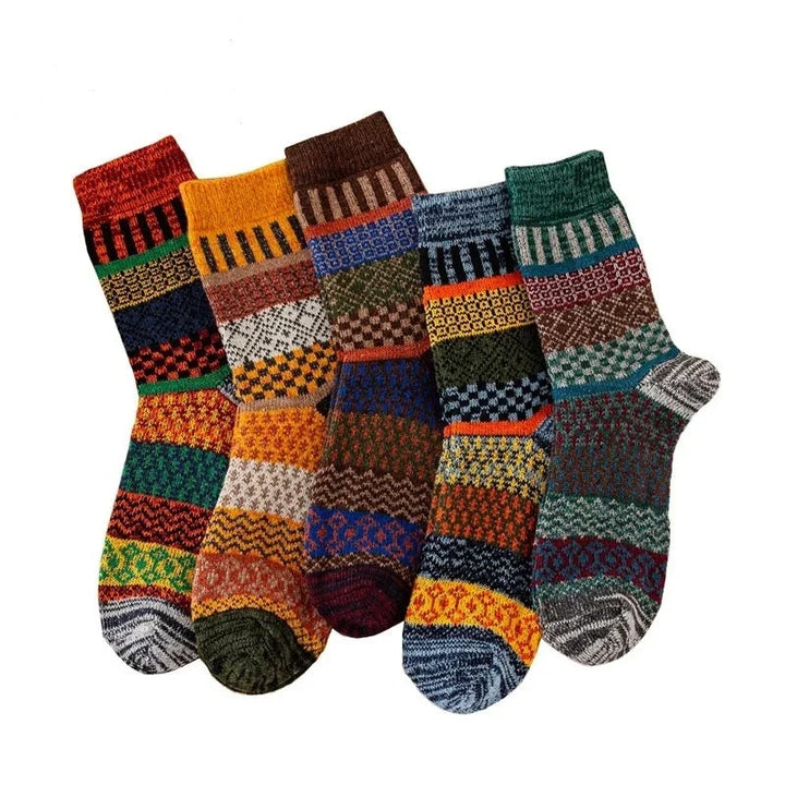 Warme Socken | 5er-Pack mit skandinavischem Muster und weicher Strickstruktur