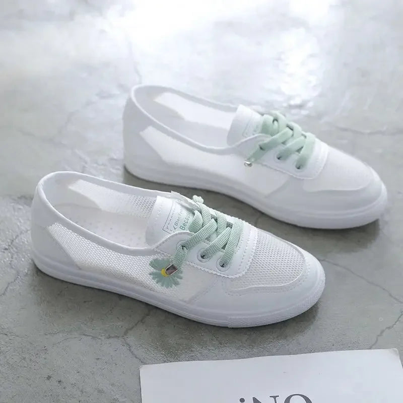 Damen Mesh-Sneaker zum Schnüren | Atmungsaktive Sommer-Turnschuhe | Leichte Freizeitschuhe für Alltag &amp; Urlaub
