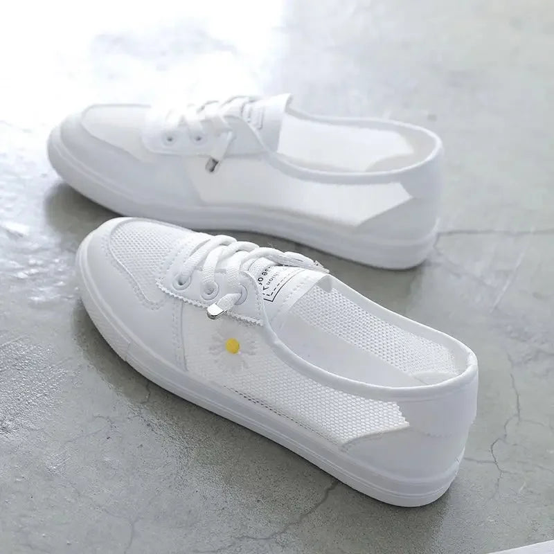 Damen Mesh-Sneaker zum Schnüren | Atmungsaktive Sommer-Turnschuhe | Leichte Freizeitschuhe für Alltag &amp; Urlaub