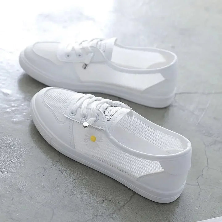 Damen Mesh-Sneaker zum Schnüren | Atmungsaktive Sommer-Turnschuhe | Leichte Freizeitschuhe für Alltag &amp; Urlaub