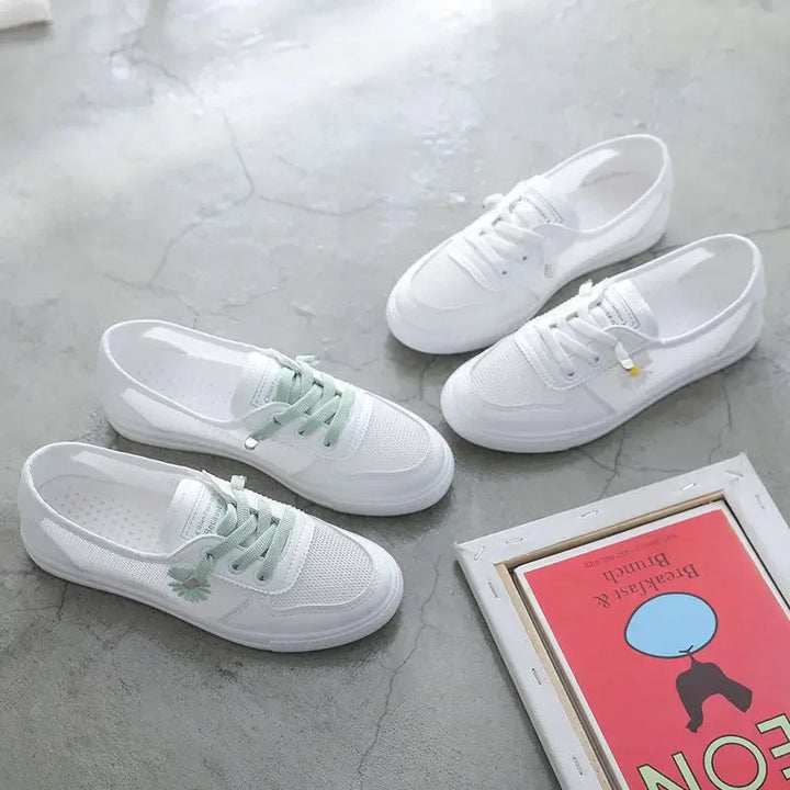 Damen Mesh-Sneaker zum Schnüren | Atmungsaktive Sommer-Turnschuhe | Leichte Freizeitschuhe für Alltag &amp; Urlaub