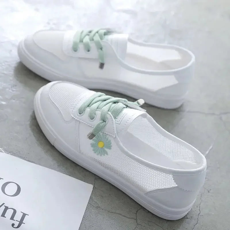 Damen Mesh-Sneaker zum Schnüren | Atmungsaktive Sommer-Turnschuhe | Leichte Freizeitschuhe für Alltag &amp; Urlaub