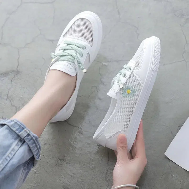 Damen Mesh-Sneaker zum Schnüren | Atmungsaktive Sommer-Turnschuhe | Leichte Freizeitschuhe für Alltag &amp; Urlaub