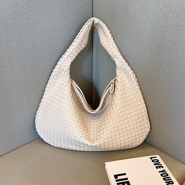 Damen Tragetasche | Geflochtene Handtasche aus veganem Leder mit großem Hauptfach