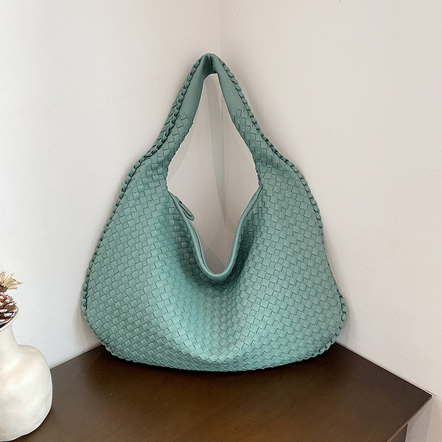Damen Tragetasche | Geflochtene Handtasche aus veganem Leder mit großem Hauptfach