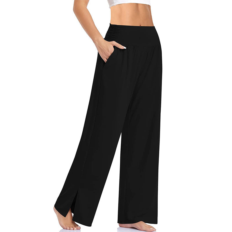 Damen Palazzo Hose | Lässige Hose mit weitem Bein und Taschen