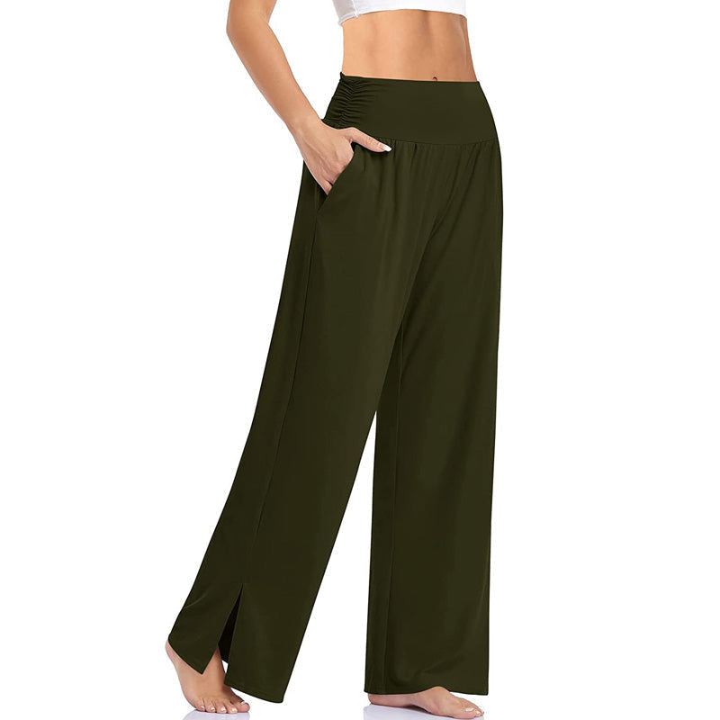Damen Palazzo Hose | Lässige Hose mit weitem Bein und Taschen