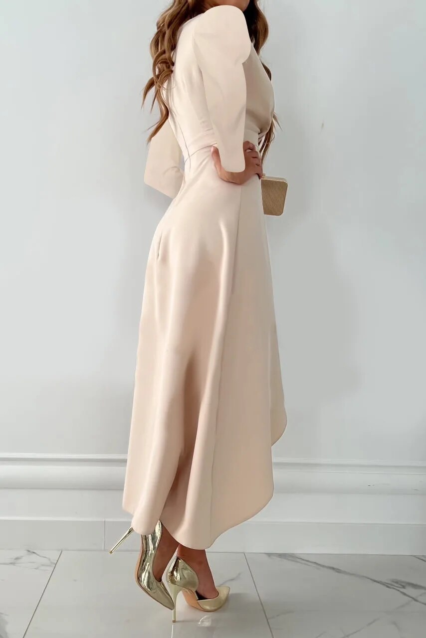 Elegante abito da donna con scollo a V e taglio asimmetrico | Vestibilità lusinghiera, versatile e comodo | Perfetto per ufficio, cene e tempo libero