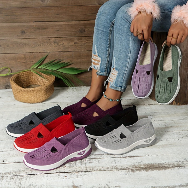 Damen Slip-On Sneaker orthopädisch &amp; ultraleicht | atmungsaktives Strick-Obermaterial, dämpfendes Fußbett | bequem für Alltag &amp; Spaziergänge
