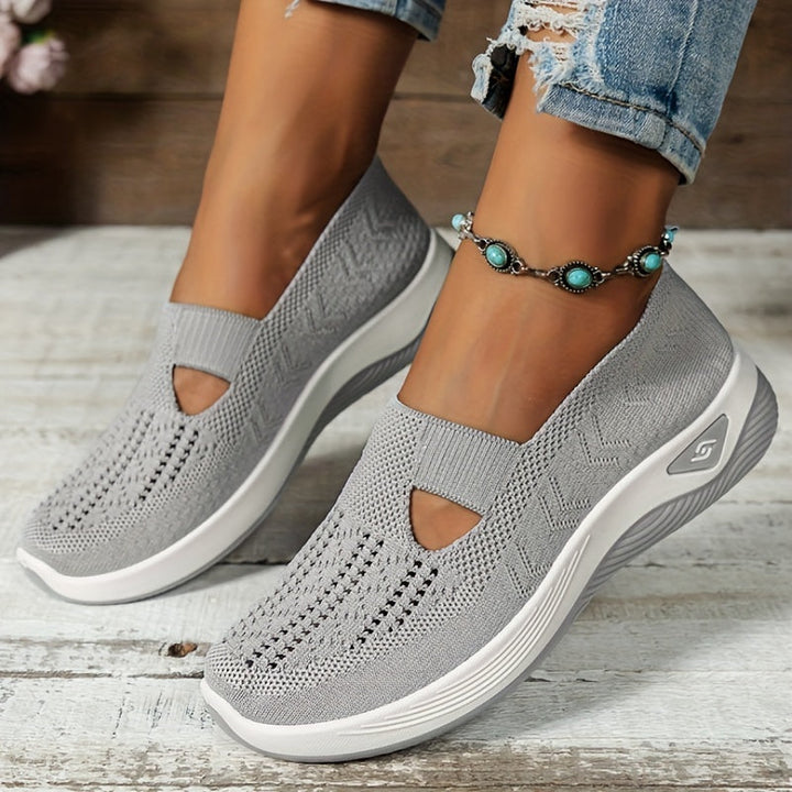 Damen Slip-On Sneaker orthopädisch &amp; ultraleicht | atmungsaktives Strick-Obermaterial, dämpfendes Fußbett | bequem für Alltag &amp; Spaziergänge