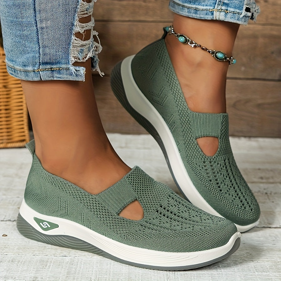 Damen Slip-On Sneaker orthopädisch &amp; ultraleicht | atmungsaktives Strick-Obermaterial, dämpfendes Fußbett | bequem für Alltag &amp; Spaziergänge