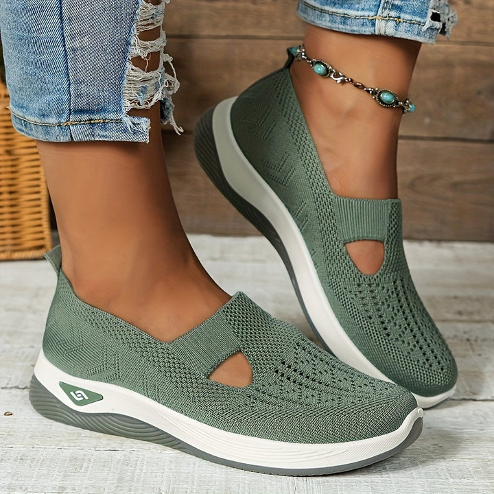 Damen Slip-On Sneaker orthopädisch &amp; ultraleicht | atmungsaktives Strick-Obermaterial, dämpfendes Fußbett | bequem für Alltag &amp; Spaziergänge
